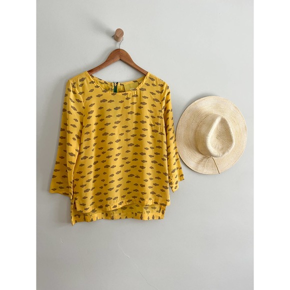 Anthropologie Yellow and Brown Blouse - Picture 2 of 8